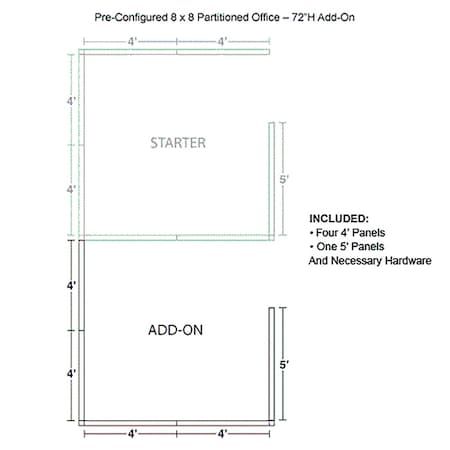 Interion By Global Industrial 96 in D X 72 in H, 96 in W X Fabric Panels / Wood Frame / Steel Connectors, Gray 236654GY